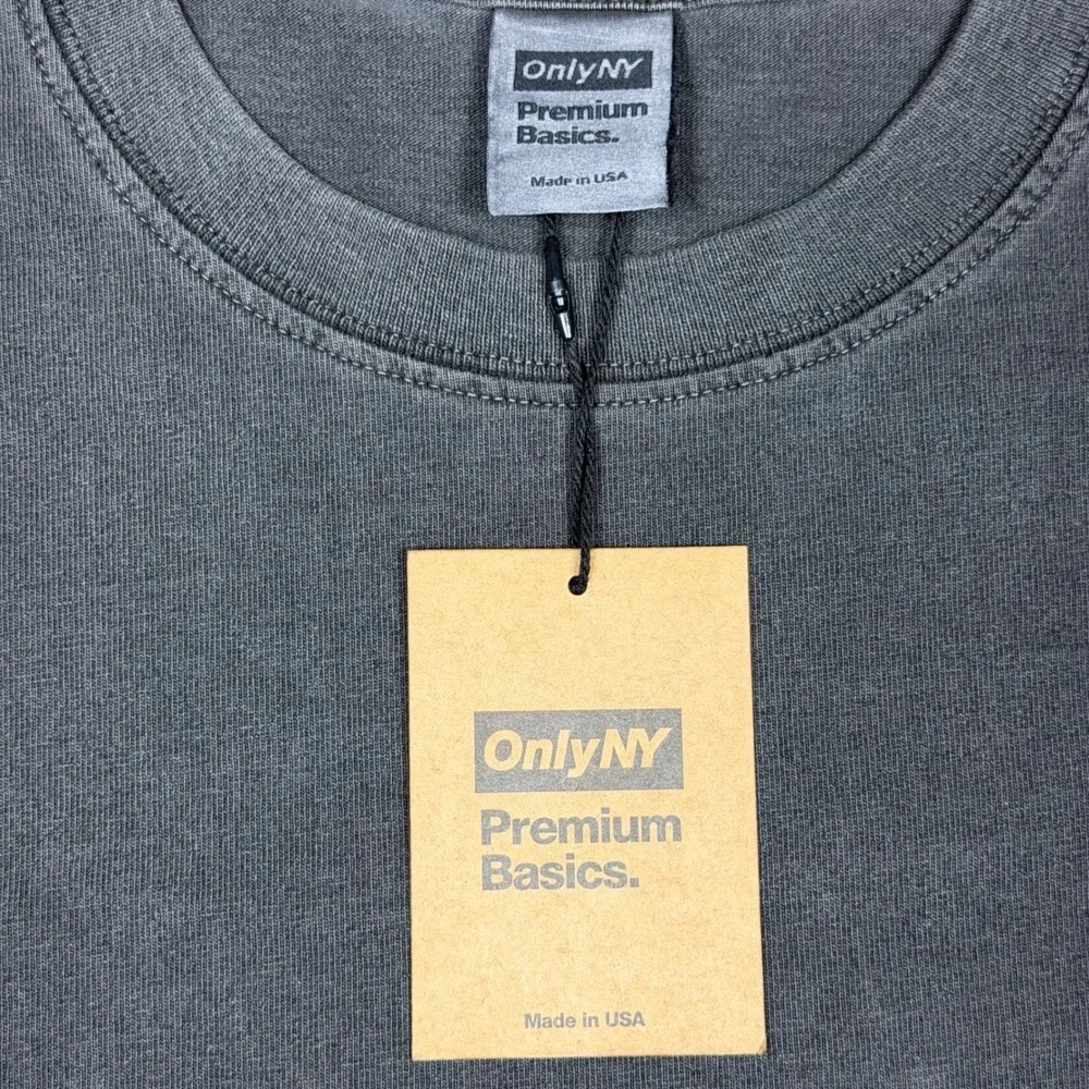 Only NY Premium Basics Pocket T-Shirt Mens Small Charcoal Grey Made in USA NWT
